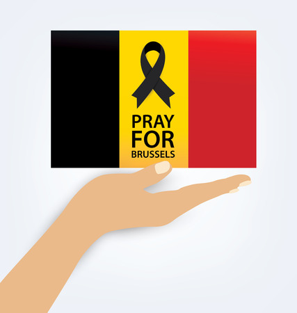 Pray for Brussels. Terrorist attack in Brussels. Mourning. Vector illustration.のイラスト素材