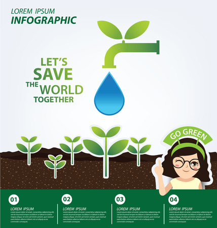Infographic template. Ecology concept. save world vector illustration.のイラスト素材