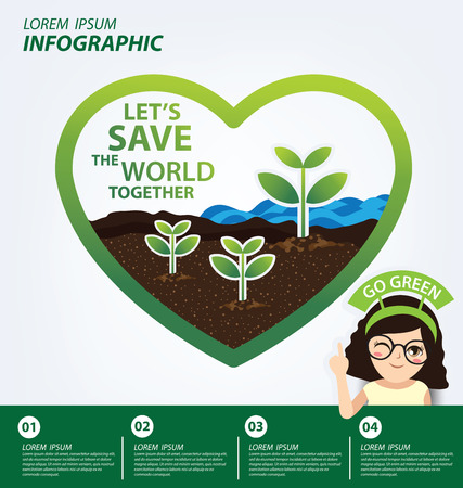 Infographic template. Ecology concept. save world vector illustration.のイラスト素材