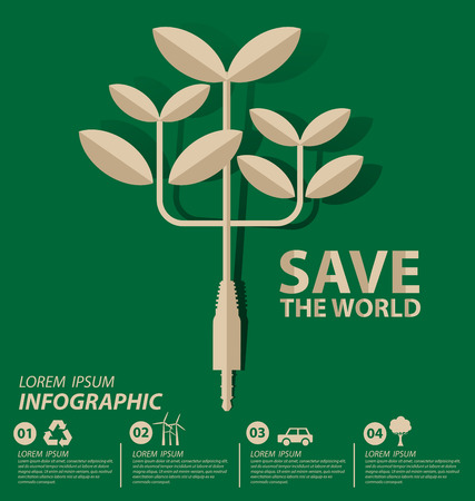 Energy saving concept. Save world vector illustration.のイラスト素材