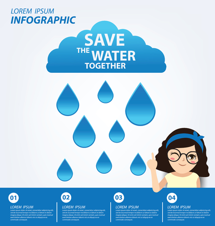 Save water concept. Infographic template. Vector illustration.のイラスト素材