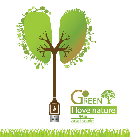Tree design. Go green. Save world. vector illustration.のイラスト素材