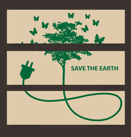 Design template banner set. Ecology concept vector illustration.のイラスト素材