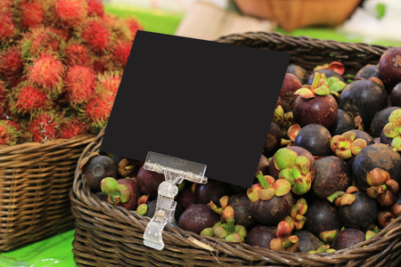 Mangosteen for sell in marketの写真素材