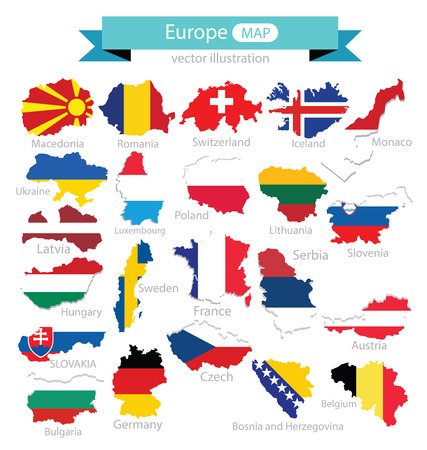 Map. Flag of Europe. vector Illustration.のイラスト素材
