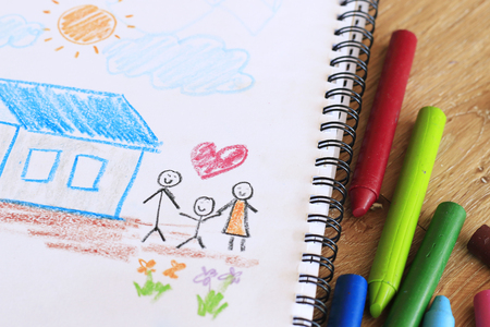 Drawing of happy familyの写真素材