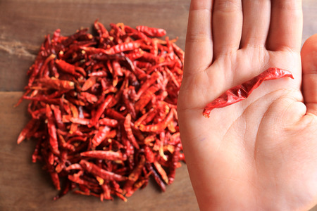 Dried red hot chilli peppersの写真素材