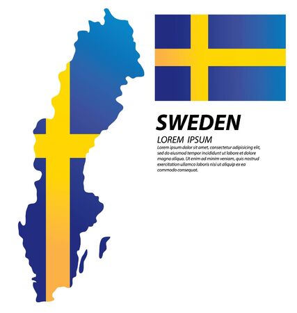 Kingdom of Sweden map and flag vectorのイラスト素材