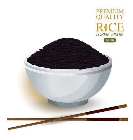 Rice Bowl and chopstick. Vector illustration.のイラスト素材