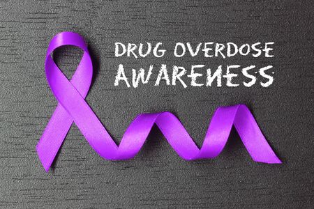 Purple Ribbon. Drug Overdose Awareness. healthcare and medicine concept.の写真素材