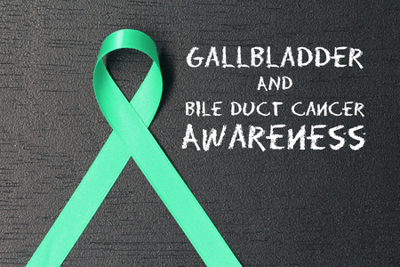 Kelly green ribbon. Gallbladder and Bile duct cancer awareness. healthcare and medicine concept.の写真素材
