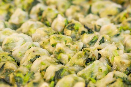 Steamed dumpling stuffed with garlic chives, garlic chives dim sum, Garlic Chive Dumplings, Kuicheai steamed.の写真素材