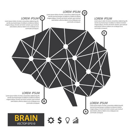 Infographics vector brain design. Polygonal art style. Modern geometric graphic. Triangle vector illustration.のイラスト素材
