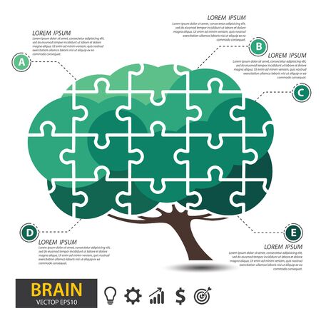 Brain tree design. Brain jigsaw vector illustration. Infographic template for presentation.のイラスト素材
