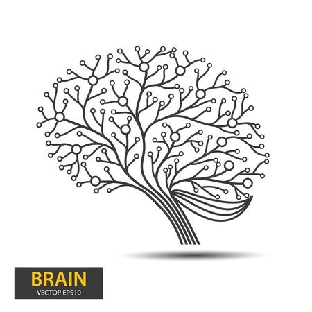 Creative concept of the brain tree design. Digital Tree, technology, network, wireless, internet, communication, nature vector illustration.のイラスト素材