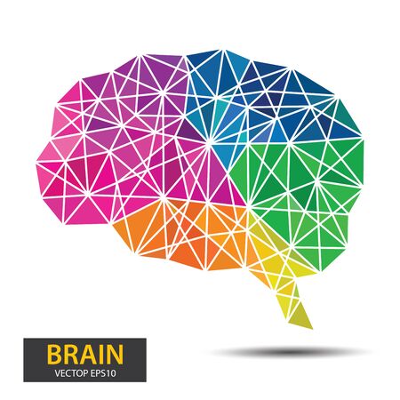 Human brain design. Polygonal art style. Modern geometric graphic. Triangle vector illustration.のイラスト素材