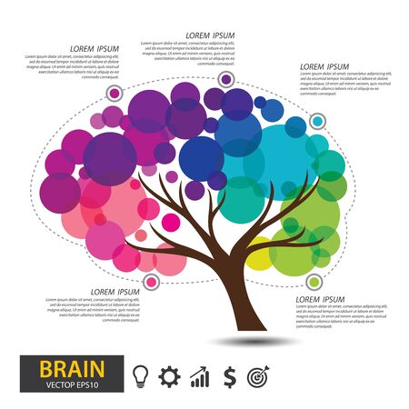 Brain tree design. infographic template presentation for science, technology and business concept. vector illustration.のイラスト素材