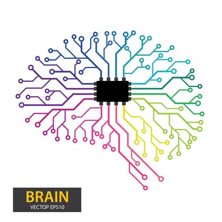 Circuit board human brain. vector illustration.