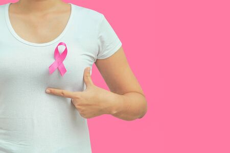 Healthcare and medicine concept. pink breast cancer awareness ribbon.の写真素材