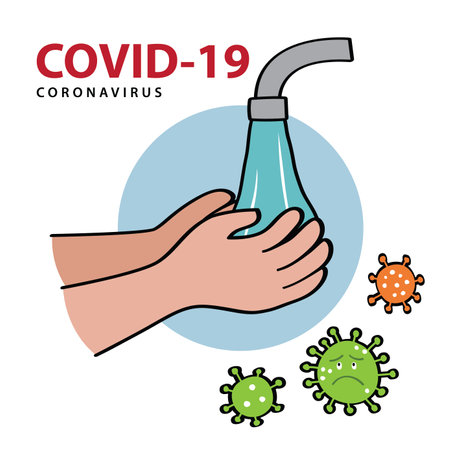 Cleaning hands and clear germ, bacteria. Illustrations concept coronavirus COVID-19.のイラスト素材