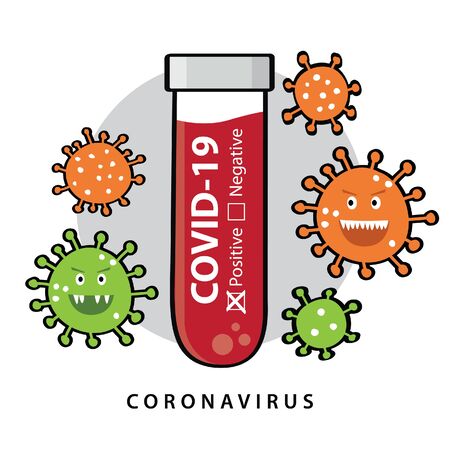 COVID 19 Coronavirus. Infected blood sample in the sample tube. Vector illustration.のイラスト素材