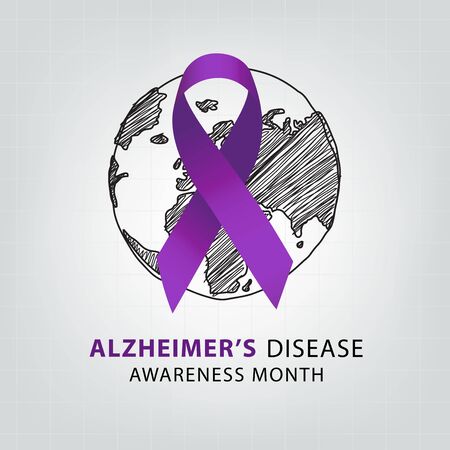 Purple ribbon. Alzheimers awareness. healthcare and medicine concept. Vector illustration.のイラスト素材
