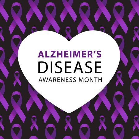 Purple ribbon. Alzheimers awareness. healthcare and medicine concept. Vector illustration.のイラスト素材