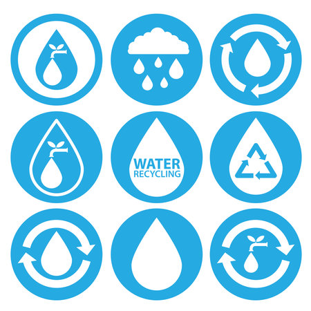 Set of water icons. Save water concept. Vector illustration.のイラスト素材