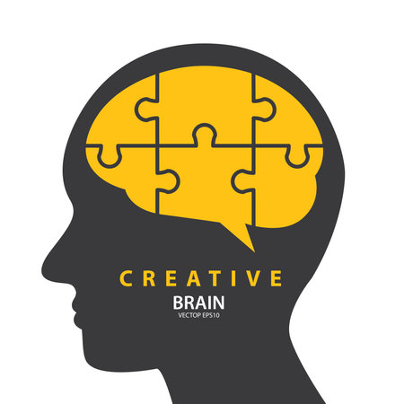 Brain jigsaw design. Infographic template for presentation. vector illustration.のイラスト素材
