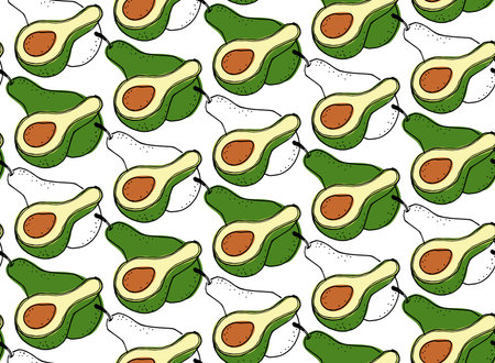 Avocado seamless pattern background - Vector illustrationのイラスト素材