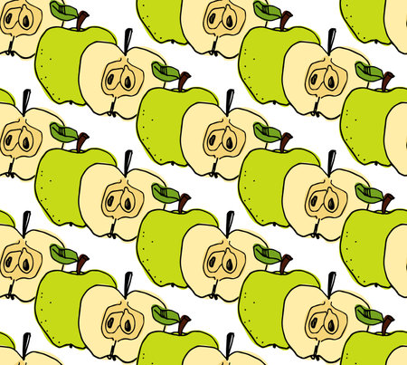 Green apple seamless pattern background - Vector illustrationのイラスト素材