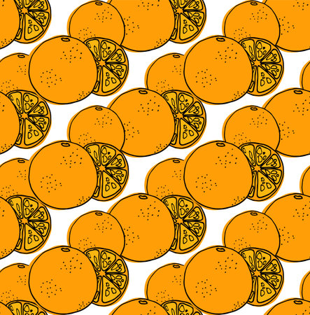 Orange fruit seamless pattern background - Vector illustrationのイラスト素材