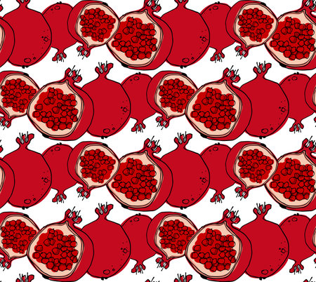 Pomegranate seamless pattern background - Vector illustrationのイラスト素材