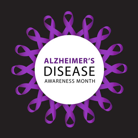 Purple ribbon. Alzheimers awareness. healthcare and medicine concept. Vector illustration.のイラスト素材