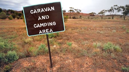 Sign indicating caravan and camping area in Australia. This is a public placeの写真素材