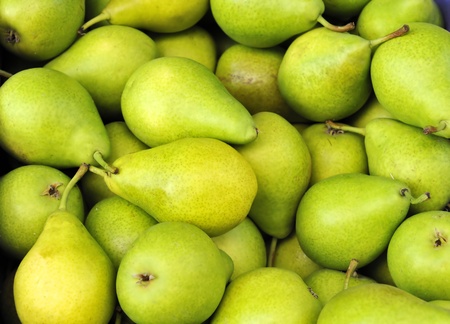 Green pears at a famers market in Franceの写真素材