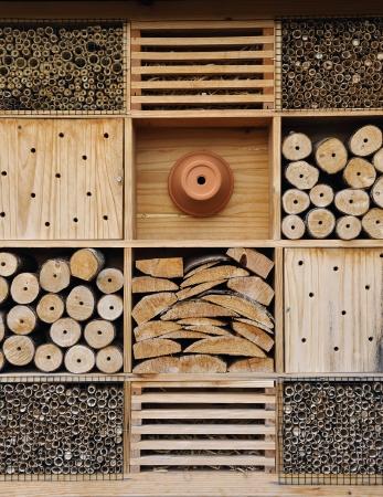 Insect hotel. It is used for attract good bugs insects for garden plantsの写真素材