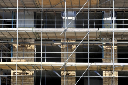 Scaffolding on a new apartment construction site 