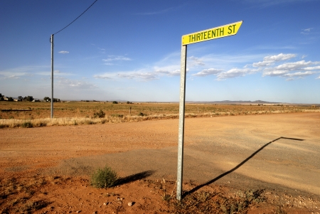 Sign at thirteenth street in Orroroo, Australiaの写真素材