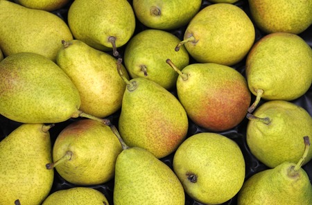 Green pears at a famers market in Franceの写真素材
