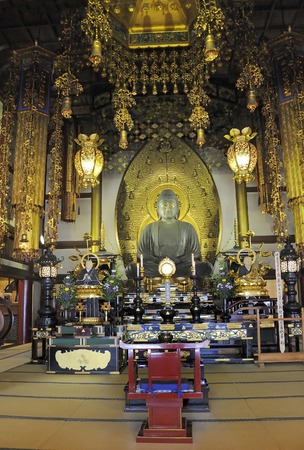 Kyoto,Japan-November 3, 2014; Interior of the Seiganji Temple with the Statue of Amida Butsu.November 3, 2014 Kyoto, Japanのeditorial素材