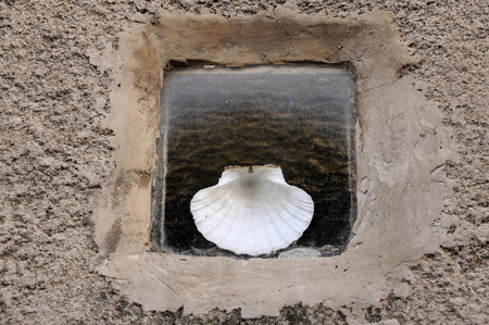 Saint Jacobs shell is a symbol of the pilgrims to Santiago de Compostela, Spain