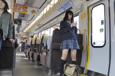 KYOTO, JAPAN NOVEMBER 05, 2014; People riding in the Kyoto subway.のeditorial素材