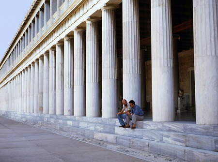 ATHENS,GREECE-JULY 14,2013:The Stoa of Attalos or Attalus was a stoa in the Ancient Agora of Athens in Greeceのeditorial素材