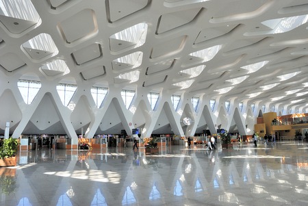 MARRAKESH,MOROCCO-MARCH 07,2009:  Interior of the departure hall of the international airport of Marrakesh Menara in Moroccoのeditorial素材