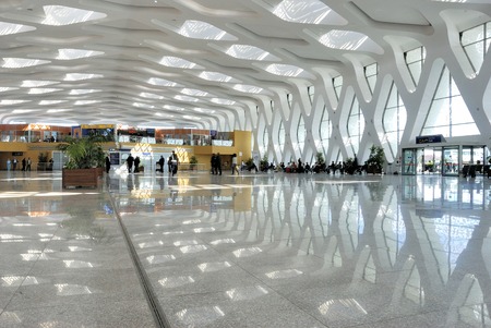 MARRAKESH,MOROCCO-MARCH 07,2009:  Interior of the departure hall of the international airport of Marrakesh Menara in Moroccoのeditorial素材