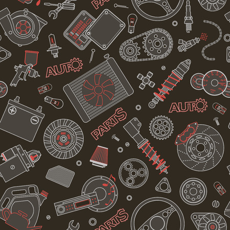 Car spare parts flat iconsのイラスト素材