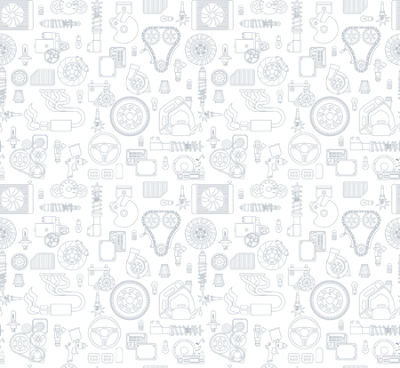 Seamless gray background with car parts and elements.のイラスト素材
