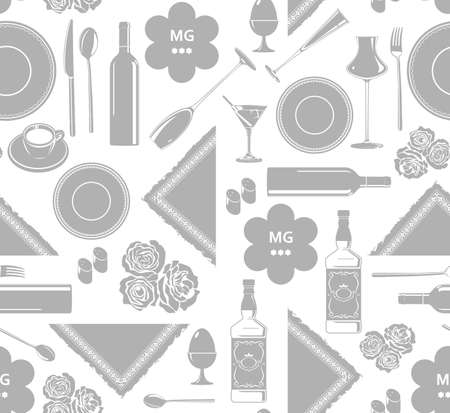 Food and drinks seamless pattern. Vector illustrationのイラスト素材