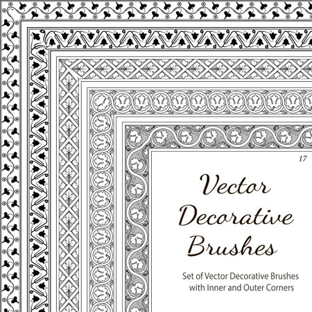 Vector set of borders and frames in ethnic style. Hand drawn decorative elements.のイラスト素材